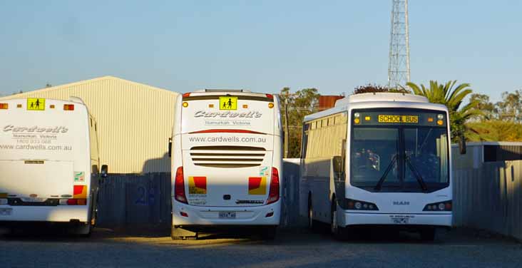 Cardwells Mercedes OH1830 Mills-Tui Orbit 0652SO, Volvo B7R Marcopolo Audace 9654AO & MAN 18.280 Custom SB400 1562AC